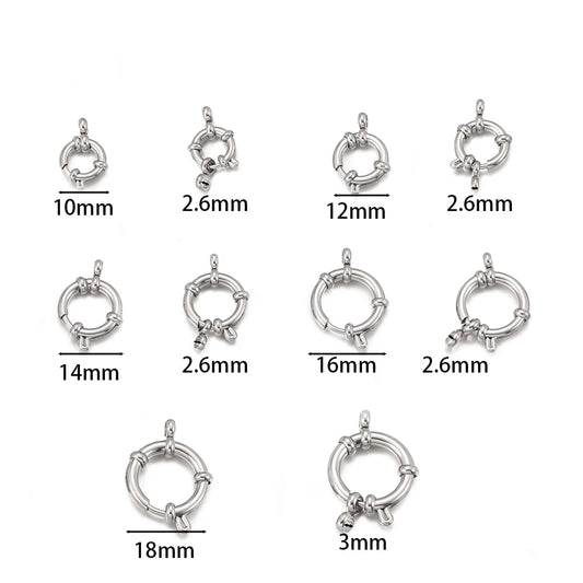 2pcs Stainless Steel Round Spring Clasps Hooks for Bracelet Necklace Clasp Connectors DIY Jewelry Making Accessories Supplies