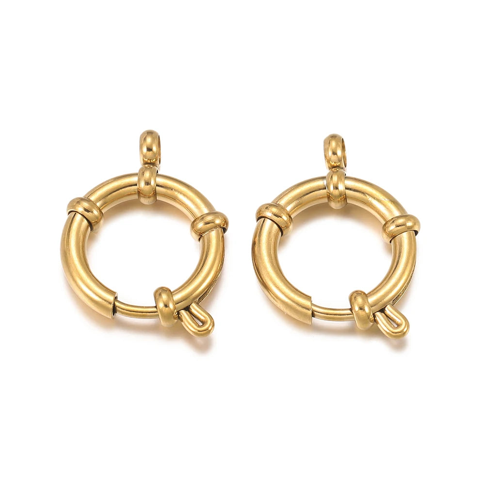 2pcs Stainless Steel Round Spring Clasps Hooks for Bracelet Necklace Clasp Connectors DIY Jewelry Making Accessories Supplies