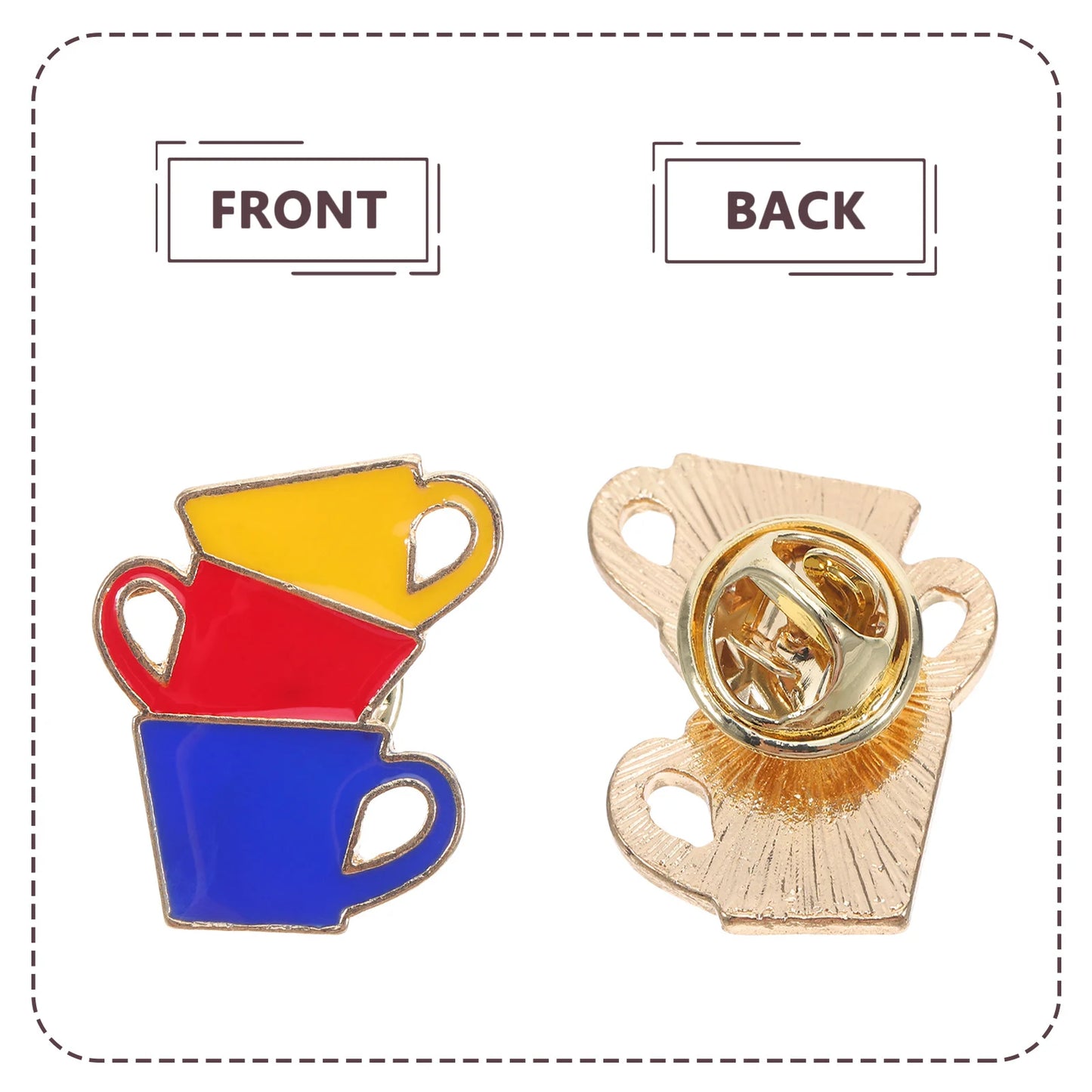 3Pcs Coffee Cup Brooch Pin Exquisite Metal Coffee Bean Tamper Lapel Pins for Hats Scarves Coats Cafe Themed Jewelry Accessories