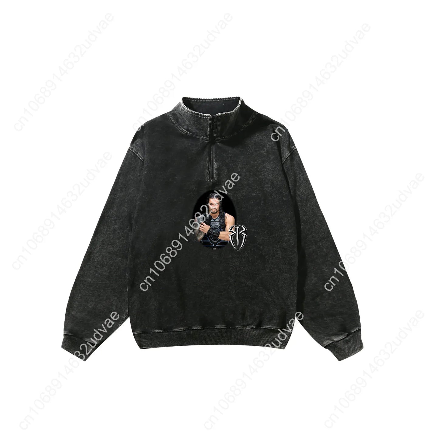 Roman Reigns Retro Sweatshirt Man Woman Teenager Vintage Pullover Half Zipper Sweat Shirt Photo Custom Made Tops Sleeved Tshirt