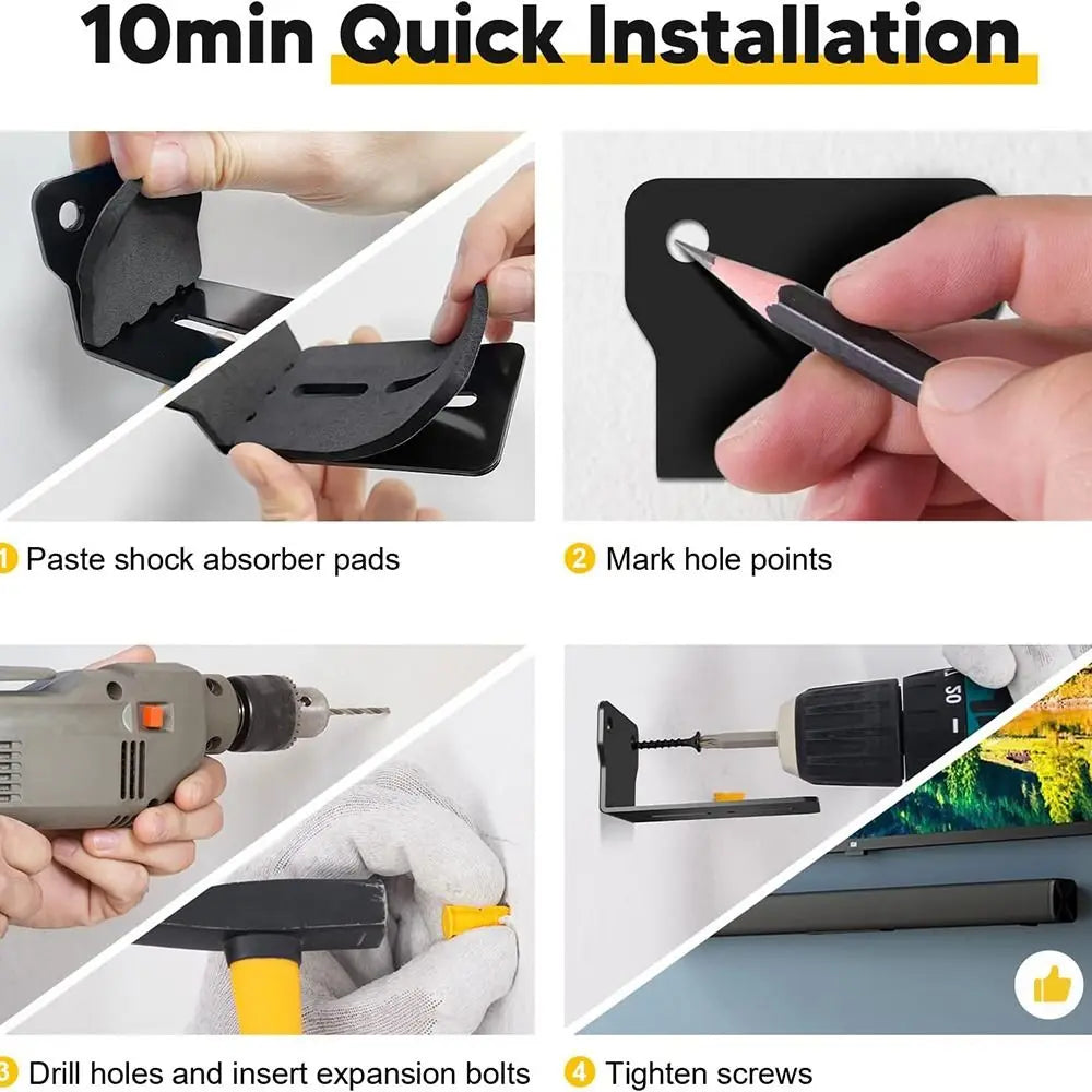 Sound Bar Mounts Wall Brackets - Easy to Install Anti-Drop Wall Shelf Holder, Universal Soundbar Speaker Mounting Bracket