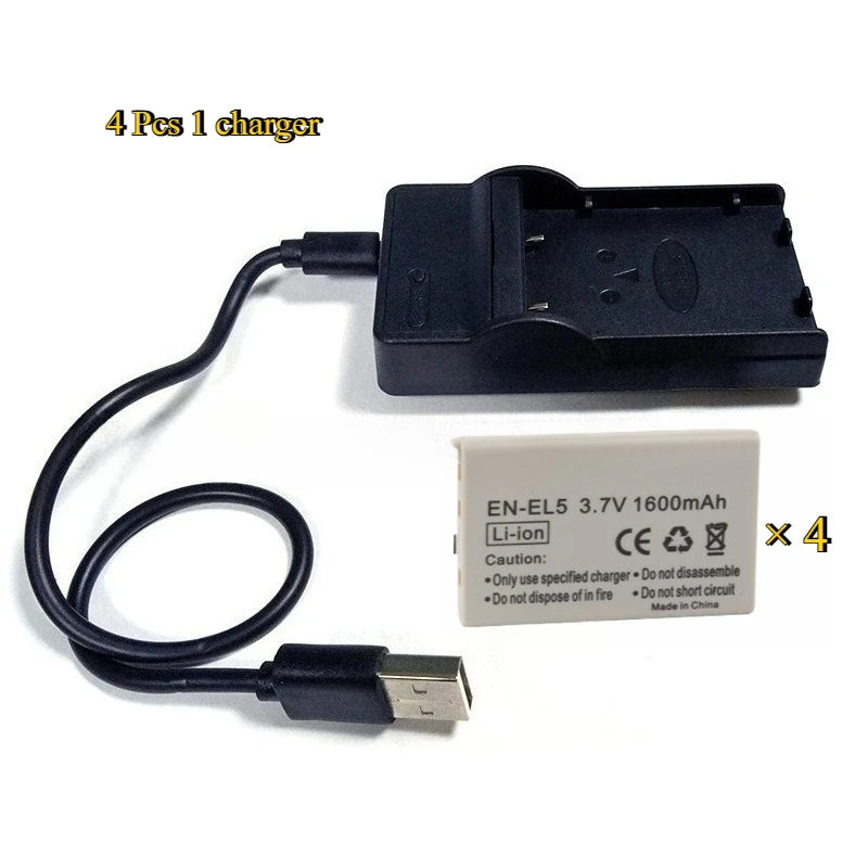 New EN-EL5 ENEL5 3.7V 1600mAh Replacement Camera Battery with charger for Nikon Coolpix P500 P5000 P5100 P6000 3700 4200 P530