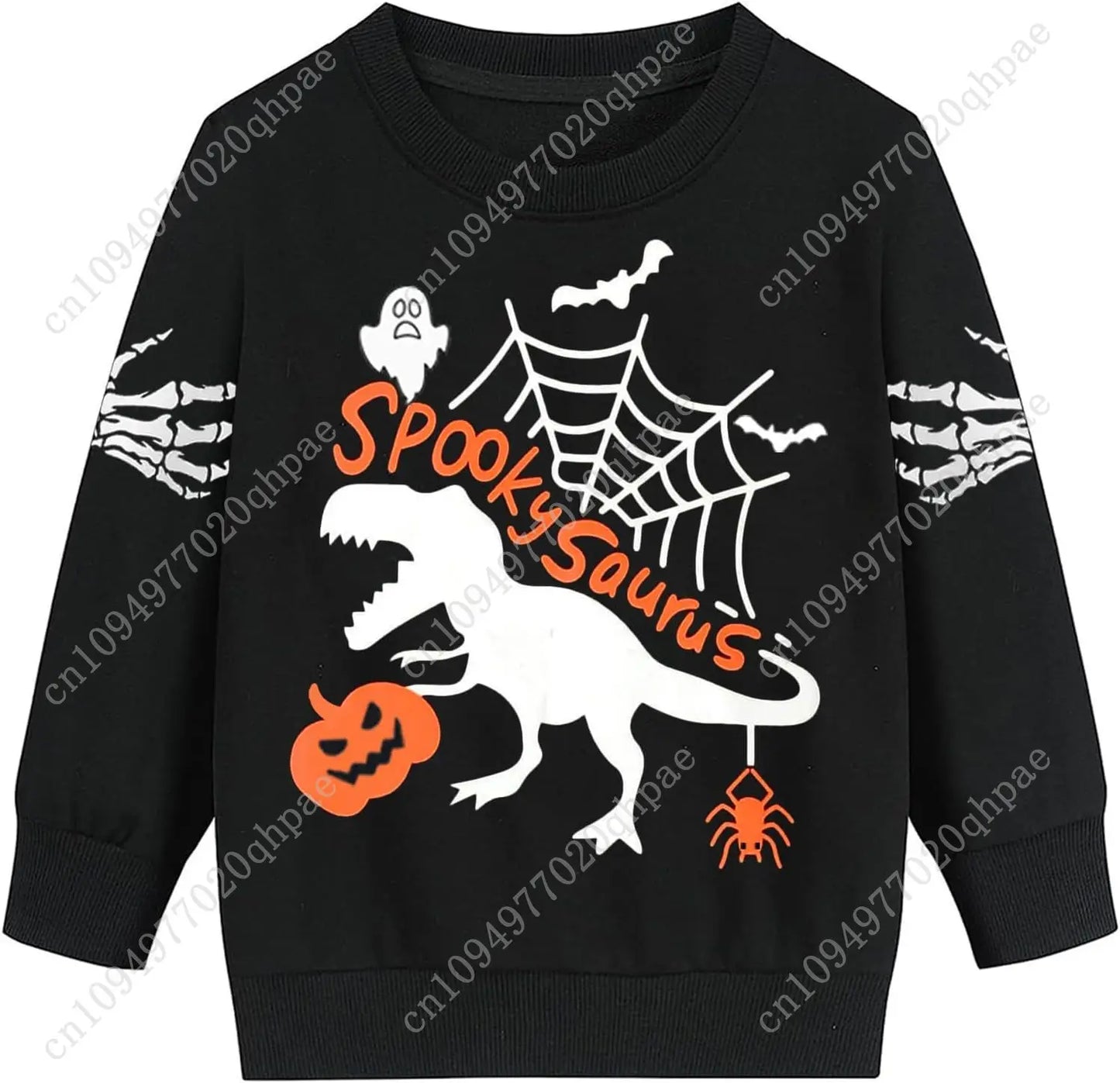 Boys Girls Halloween Sweatshirt Toddler Pumpkin Face Long Sleeve Shirt Kids Skeleton Top Clothes 2-7T