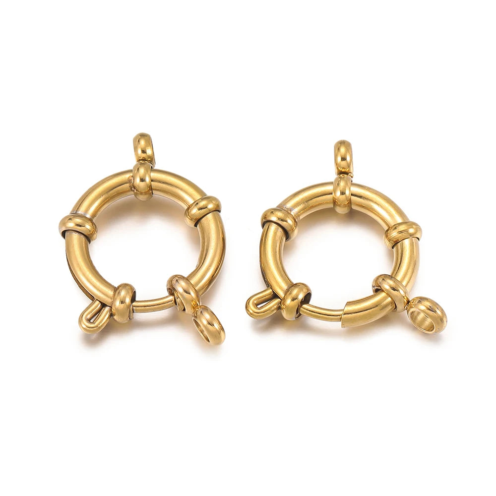 2pcs Stainless Steel Round Spring Clasps Hooks for Bracelet Necklace Clasp Connectors DIY Jewelry Making Accessories Supplies