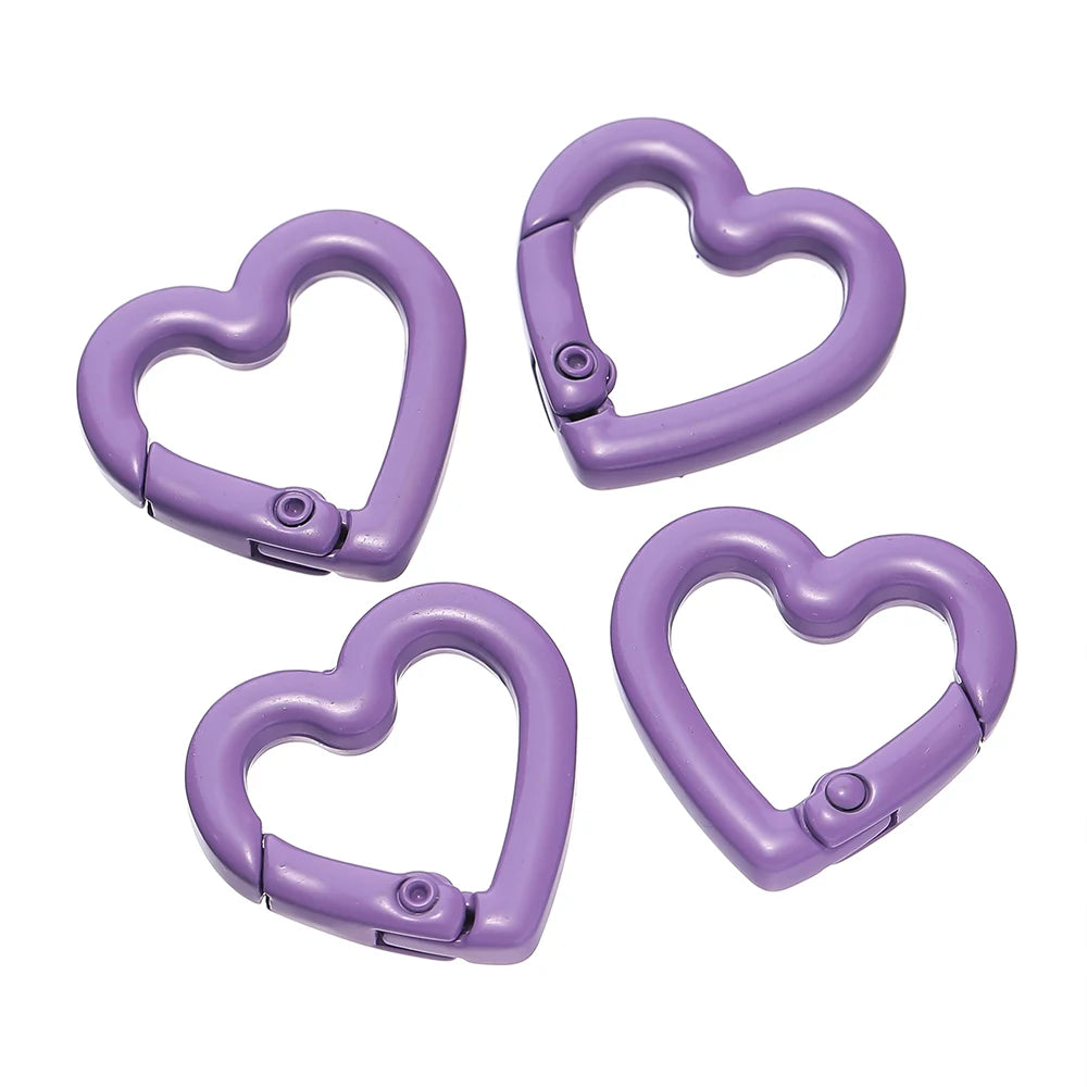 5pcs/lot Heart Spring Clasp Openable Love Shaped Carabiner Keychain Clips Hook Dog Chain DIY Jewelry Buckles Connector