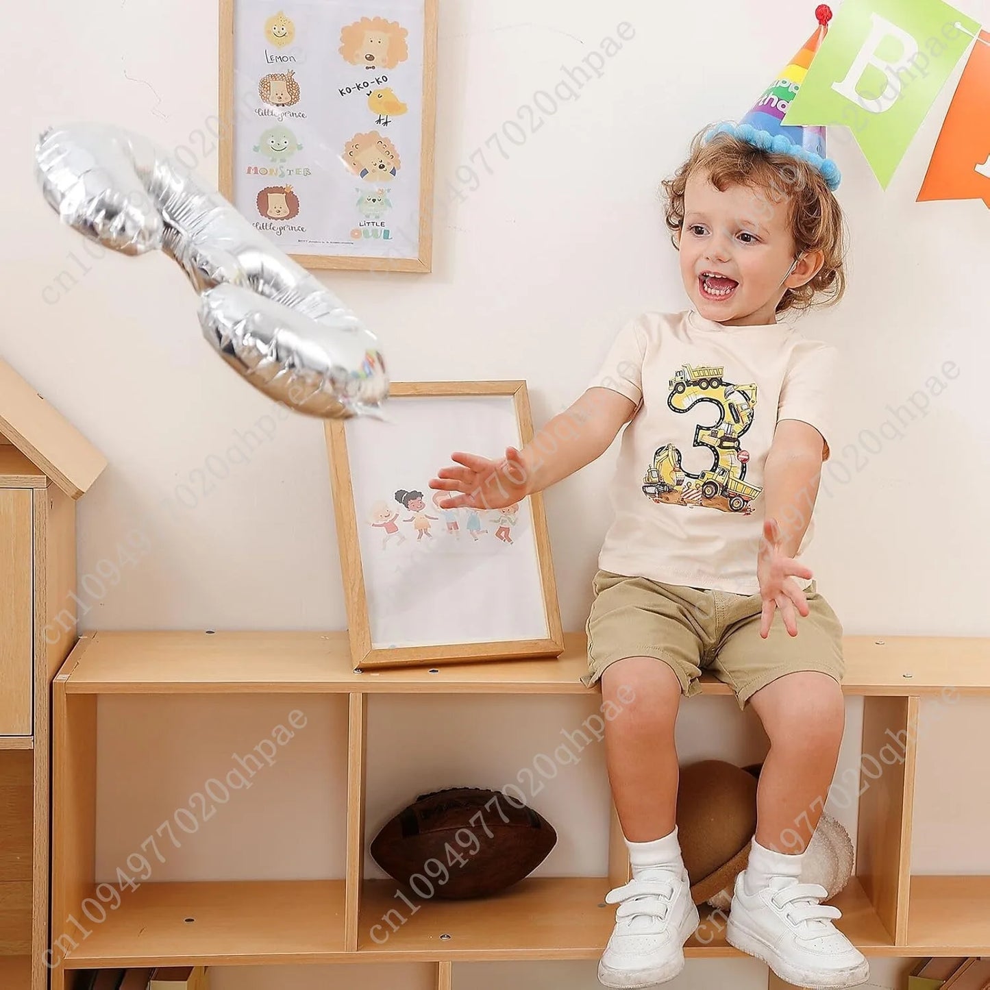 Boy Birthday Shirt 2-5 Years Cotton Themed Party T-Shirt for Birthday Celebrations & Outdoor Play