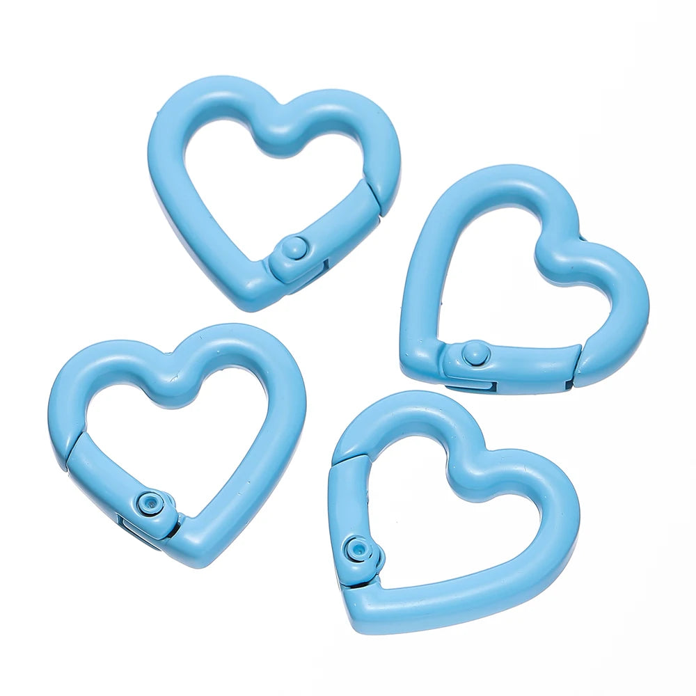 5pcs/lot Heart Spring Clasp Openable Love Shaped Carabiner Keychain Clips Hook Dog Chain DIY Jewelry Buckles Connector