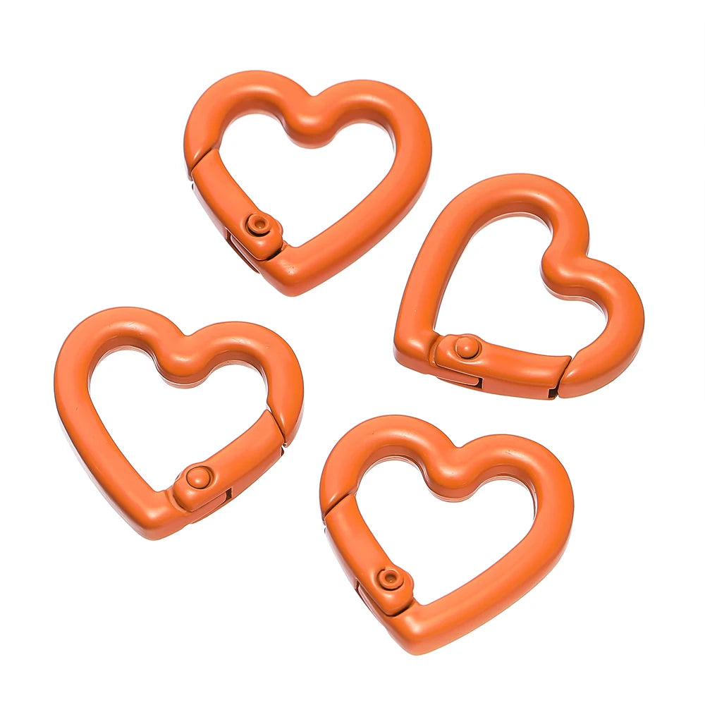 5pcs/lot Heart Spring Clasp Openable Love Shaped Carabiner Keychain Clips Hook Dog Chain DIY Jewelry Buckles Connector