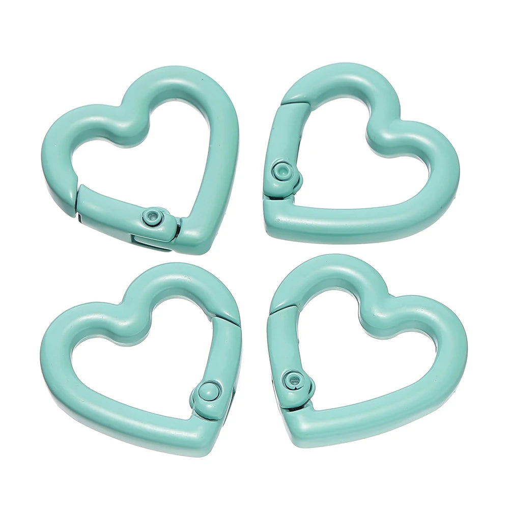 5pcs/lot Heart Spring Clasp Openable Love Shaped Carabiner Keychain Clips Hook Dog Chain DIY Jewelry Buckles Connector