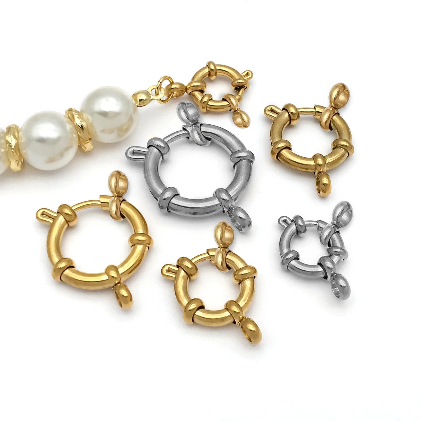 2pcs Stainless Steel Round Claw Spring Hook Clasp Lobster Clasp Connectors for DIY Bracelet Necklace Jewelry Making Accessories