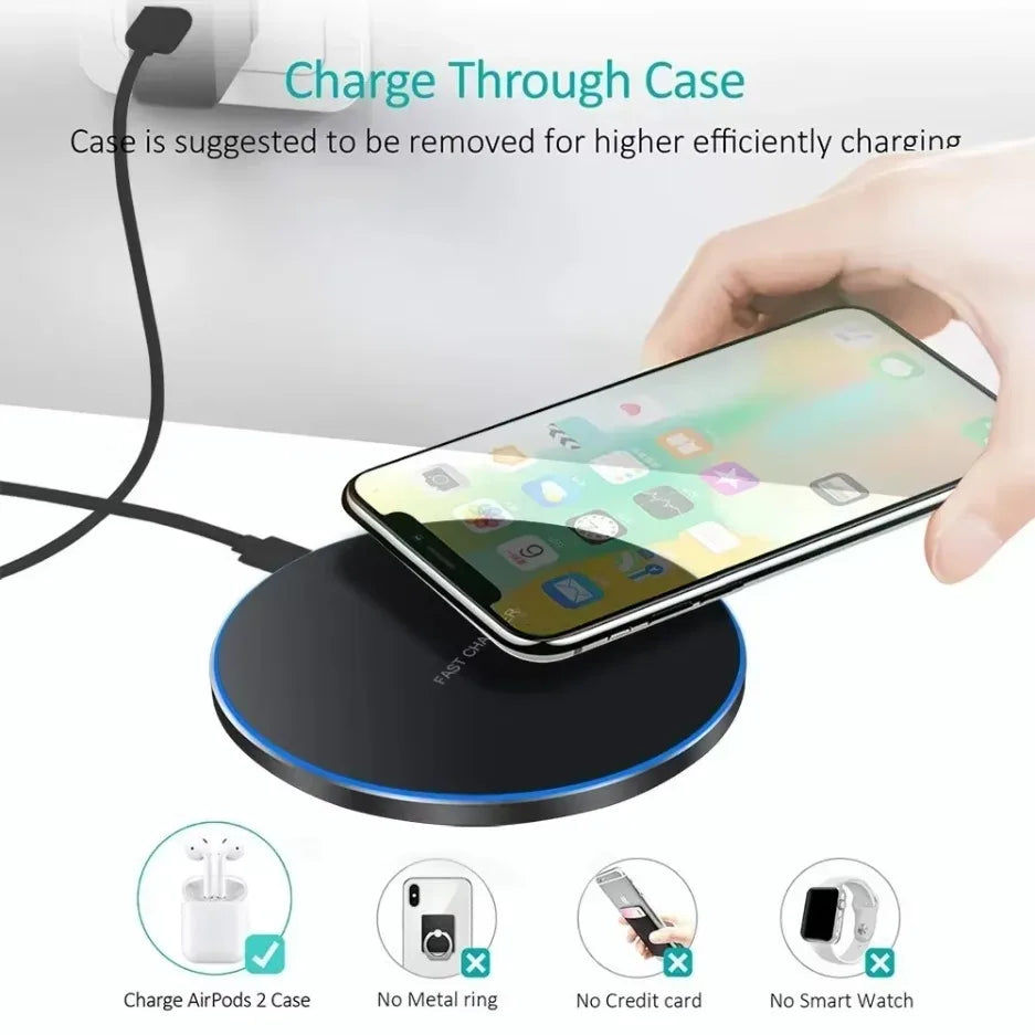 Wireless Charger Pad Stand Mobile Phone Chargers Fast Charging Dock Station For iPhone 16 15 14 13 12 Samsung S24 S23 S22 Xiaomi