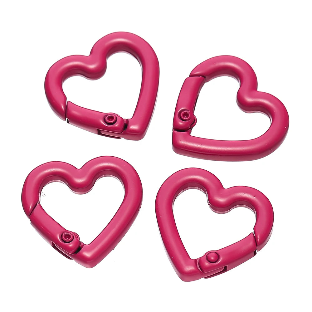 5pcs/lot Heart Spring Clasp Openable Love Shaped Carabiner Keychain Clips Hook Dog Chain DIY Jewelry Buckles Connector
