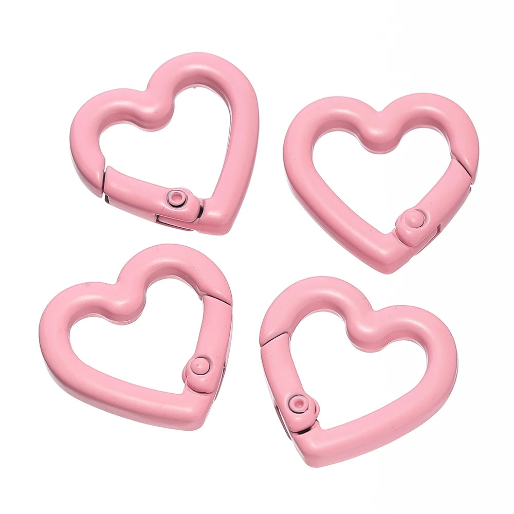 5pcs/lot Heart Spring Clasp Openable Love Shaped Carabiner Keychain Clips Hook Dog Chain DIY Jewelry Buckles Connector