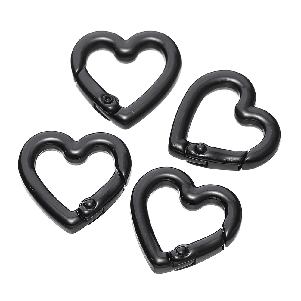 5pcs/lot Heart Spring Clasp Openable Love Shaped Carabiner Keychain Clips Hook Dog Chain DIY Jewelry Buckles Connector
