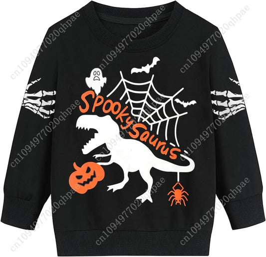 Boys Girls Halloween Sweatshirt Toddler Pumpkin Face Long Sleeve Shirt Kids Skeleton Top Clothes 2-7T