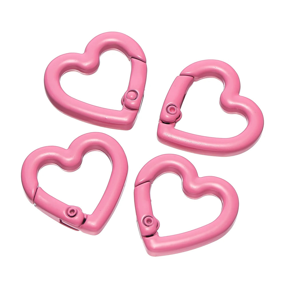 5pcs/lot Heart Spring Clasp Openable Love Shaped Carabiner Keychain Clips Hook Dog Chain DIY Jewelry Buckles Connector
