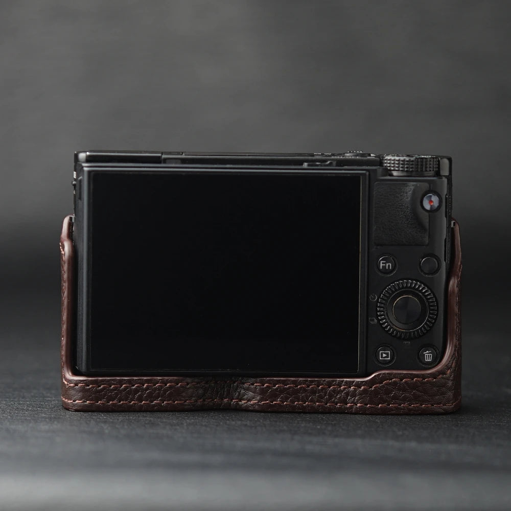 Genuine Real Leather Half Camera Case Bag Cover For Sony RX100M6 Case RX100 VI Case Camera Bag Photography Accessories