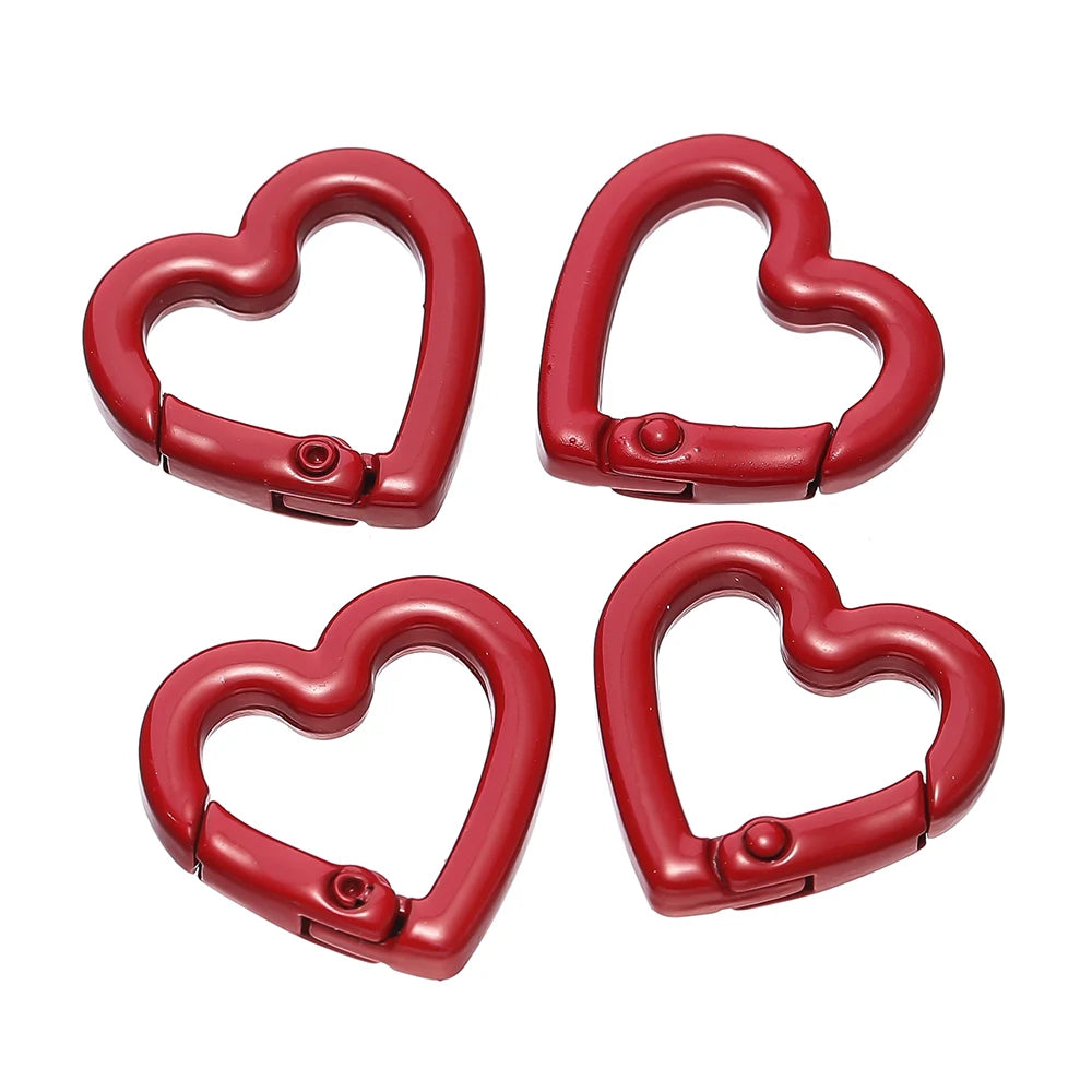 5pcs/lot Heart Spring Clasp Openable Love Shaped Carabiner Keychain Clips Hook Dog Chain DIY Jewelry Buckles Connector
