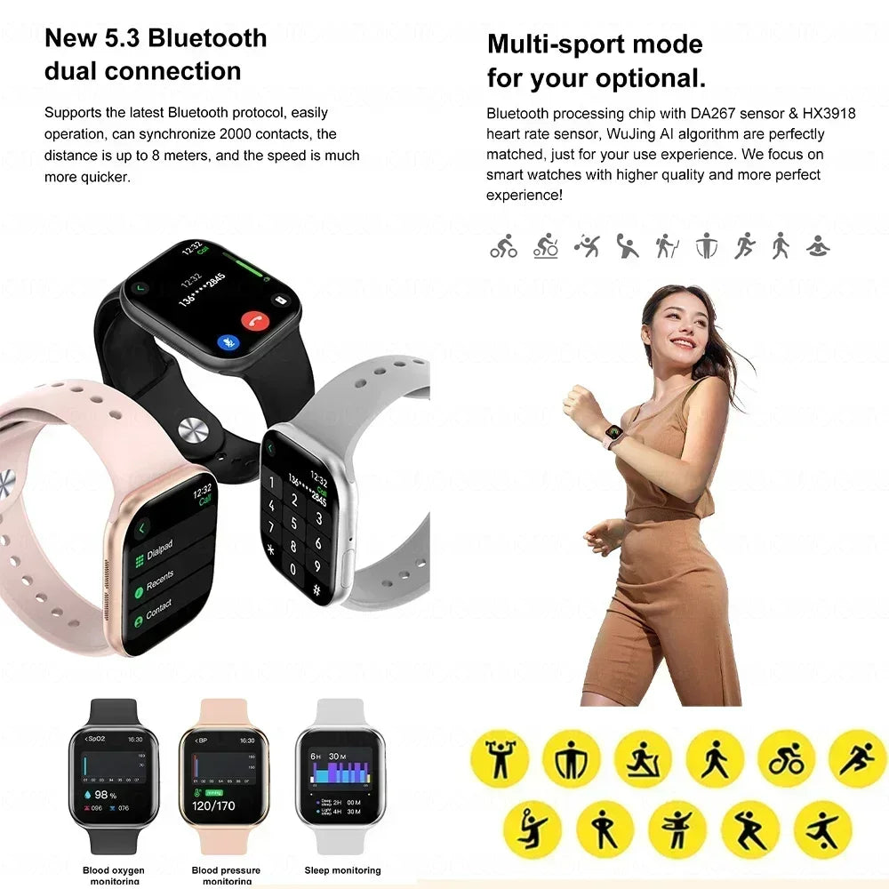 New Original For Apple Watch 10 Smart Watch 16GB Memory Music HD AMOLED NFC Compass Bluetooth Call Waterproof Smart Watch Woman