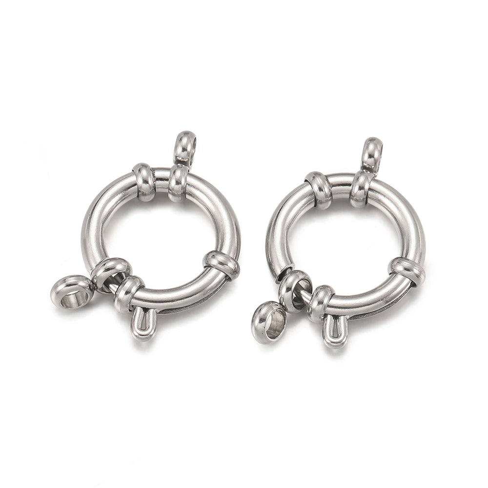 2pcs Stainless Steel Round Spring Clasps Hooks for Bracelet Necklace Clasp Connectors DIY Jewelry Making Accessories Supplies