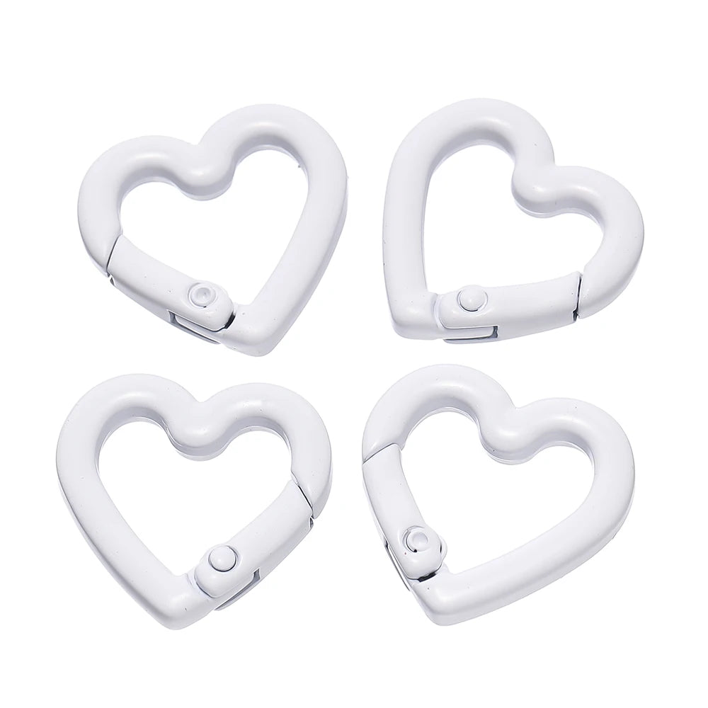 5pcs/lot Heart Spring Clasp Openable Love Shaped Carabiner Keychain Clips Hook Dog Chain DIY Jewelry Buckles Connector