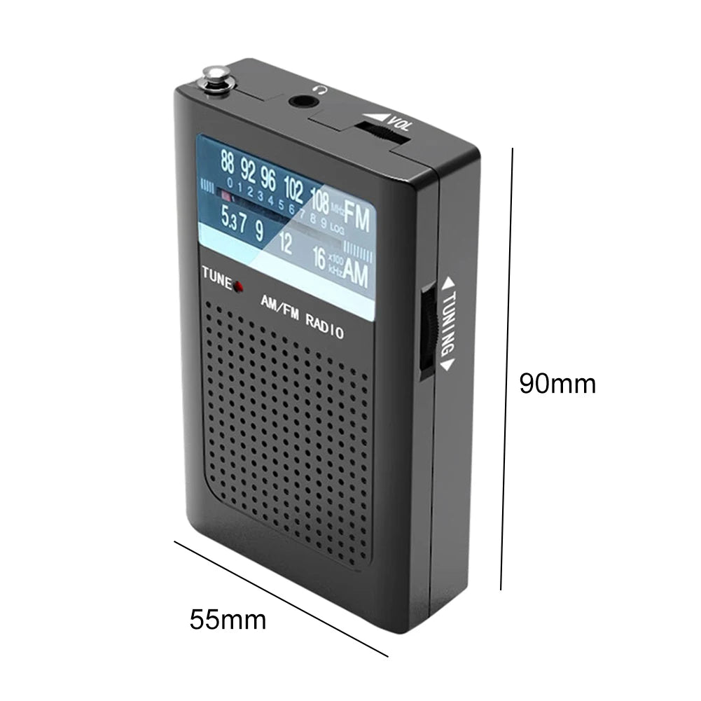 AM FM Battery Radio Pocket Radios Dual-channel Stereo Built-in Antenna Radio for Elderly Gifts Manual Channel Selection