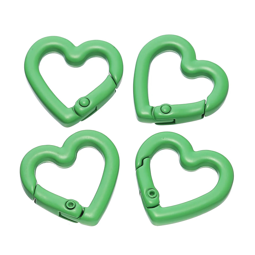 5pcs/lot Heart Spring Clasp Openable Love Shaped Carabiner Keychain Clips Hook Dog Chain DIY Jewelry Buckles Connector