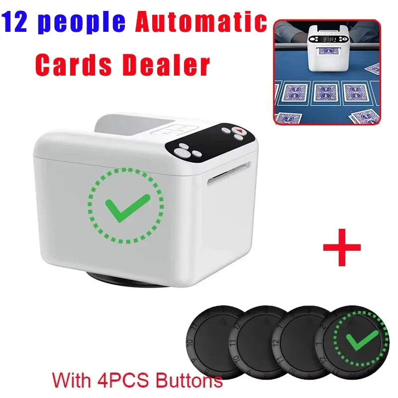 12 people 360° Rotating Automatic Cards Dealer,Electric Card Dealer Dealing Playing Cards Distribution Machine with 4pcs Buttons