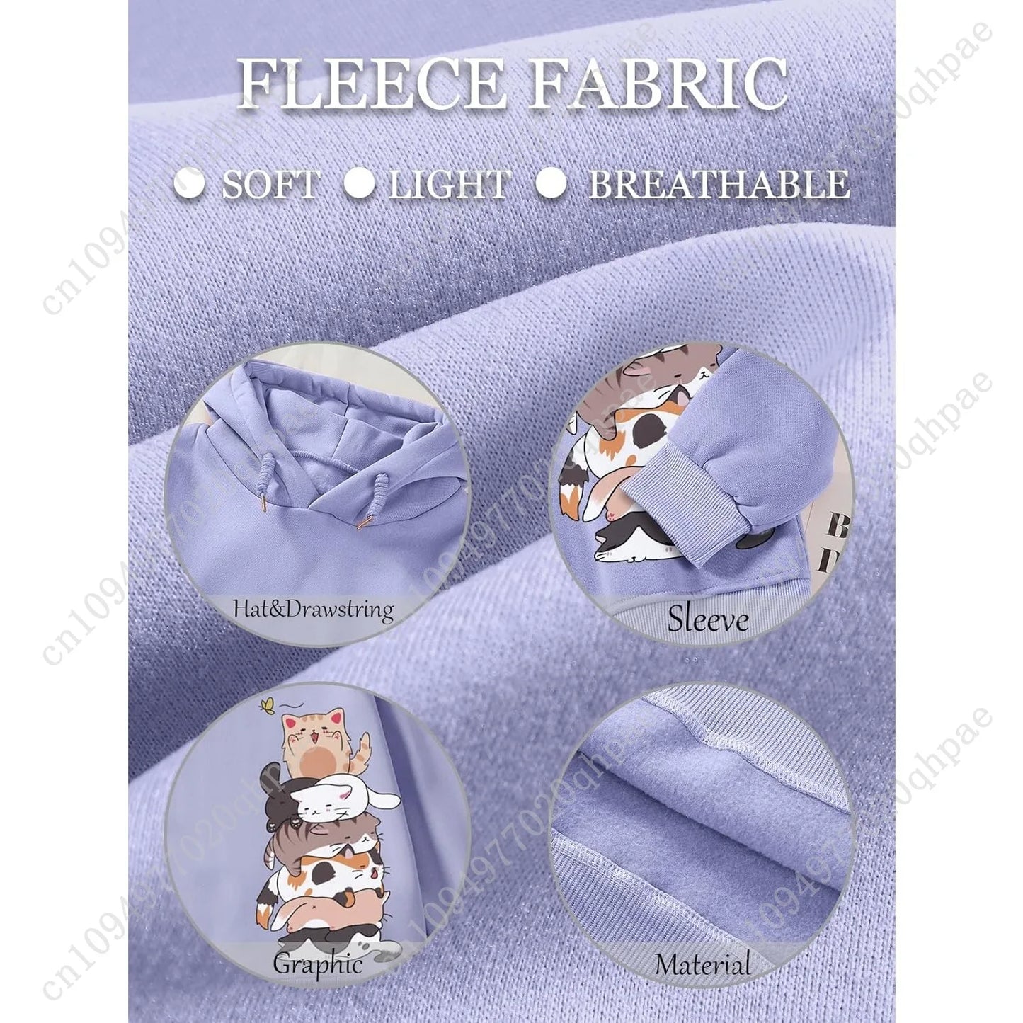 Tuislay Cute Cat Graphic Hoodies for Teen Girls Kawaii Cartoon Printed Hoodie Women Anime Print Hooded Sweatshirt Pullover