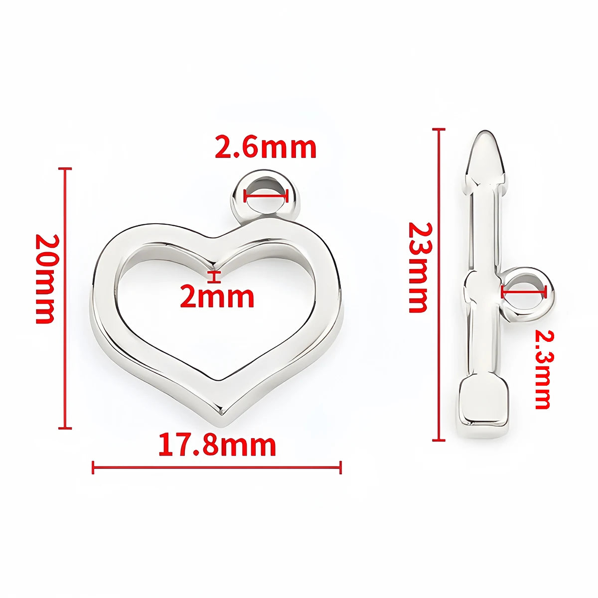 2 Sets Stainless Steel OT Clasp Heart Toggle Clasps Buckle Connector for Necklaces Bracelets Hook DIY Jewelry Making Accessories