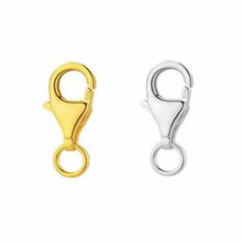 2pcs Genuine Real Pure Solid 925 Sterling Silver Lobster Buckle Clasps Claw Gold Buckles Connector Jewelry Making Findings