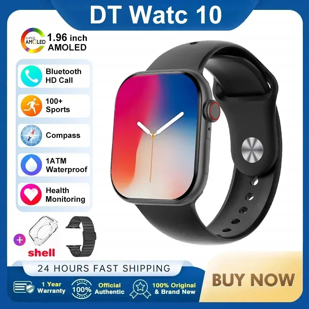 New Original For Apple Watch 10 Smart Watch 16GB Memory Music HD AMOLED NFC Compass Bluetooth Call Waterproof Smart Watch Woman