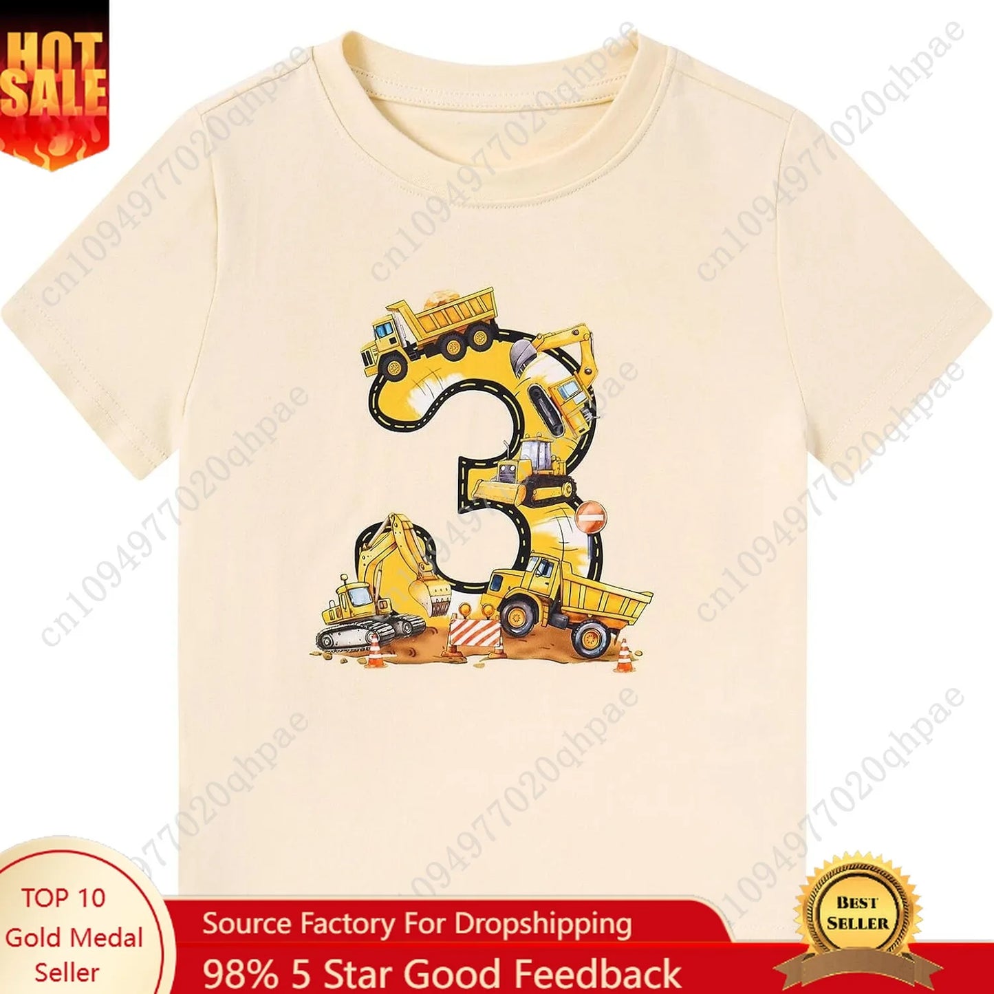 Boy Birthday Shirt 2-5 Years Cotton Themed Party T-Shirt for Birthday Celebrations & Outdoor Play