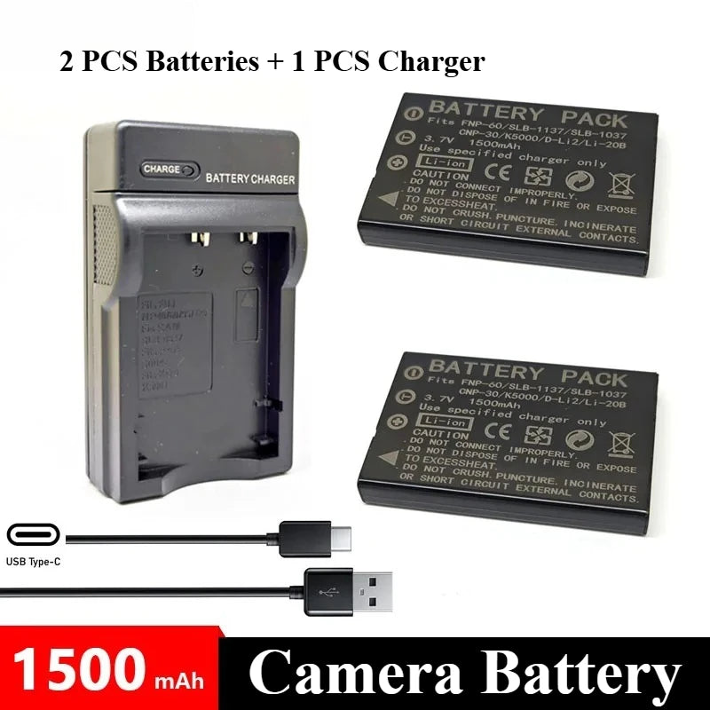 NP-60 NP60 SLB-1137 SLB-1037 CNP30 KLIC-5000 D-Li2 Li-20B Battery + Charger for Fujifilm F50I F501 F401 ZOOM F410 F601 F601Z