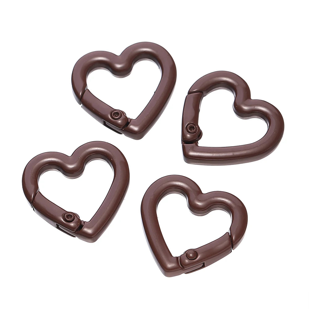 5pcs/lot Heart Spring Clasp Openable Love Shaped Carabiner Keychain Clips Hook Dog Chain DIY Jewelry Buckles Connector