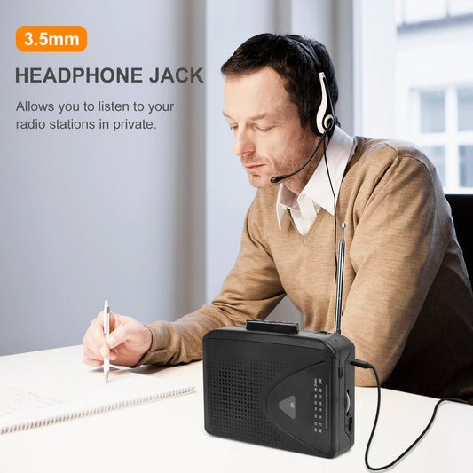 Mini Radio with Easy Tuning Portable AM/FM Radio Portable Cassette Player   AM/FM Radio with 3.5mm Eeadphone Jack