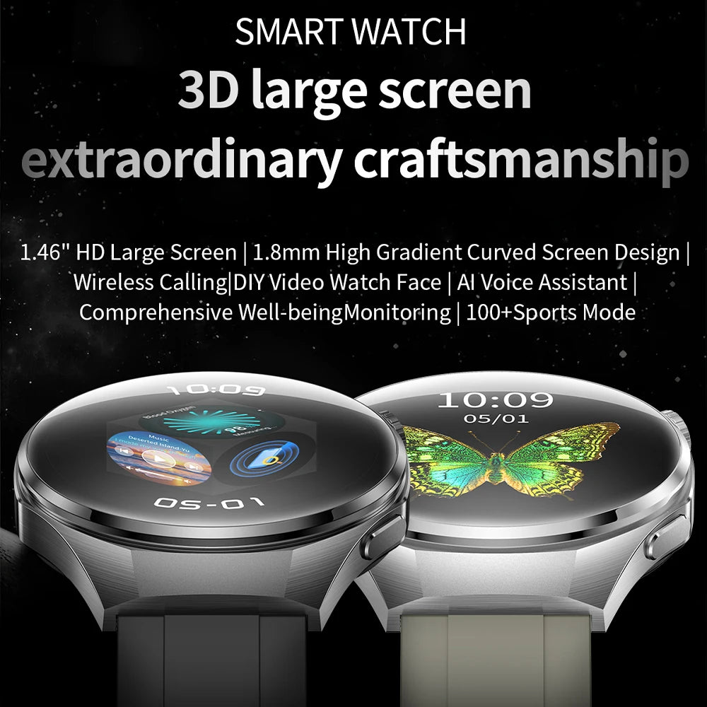 GEJIAN 2025 New Smart Watch 1.46-inch 360 * 360 HD Full Touch Screen Voice Assistant BT Call Heart Rate Monitoring Smartwatch