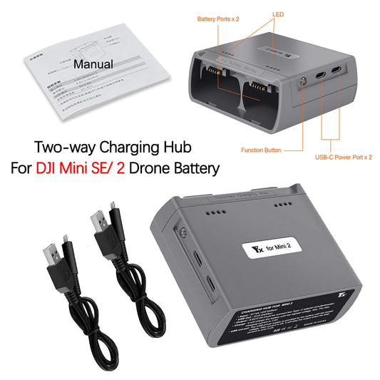 Newest Fast Smart Battery Charger with USB Port Battery Charger for DJI MINI 2/MINI Drone Battery Charging Hub