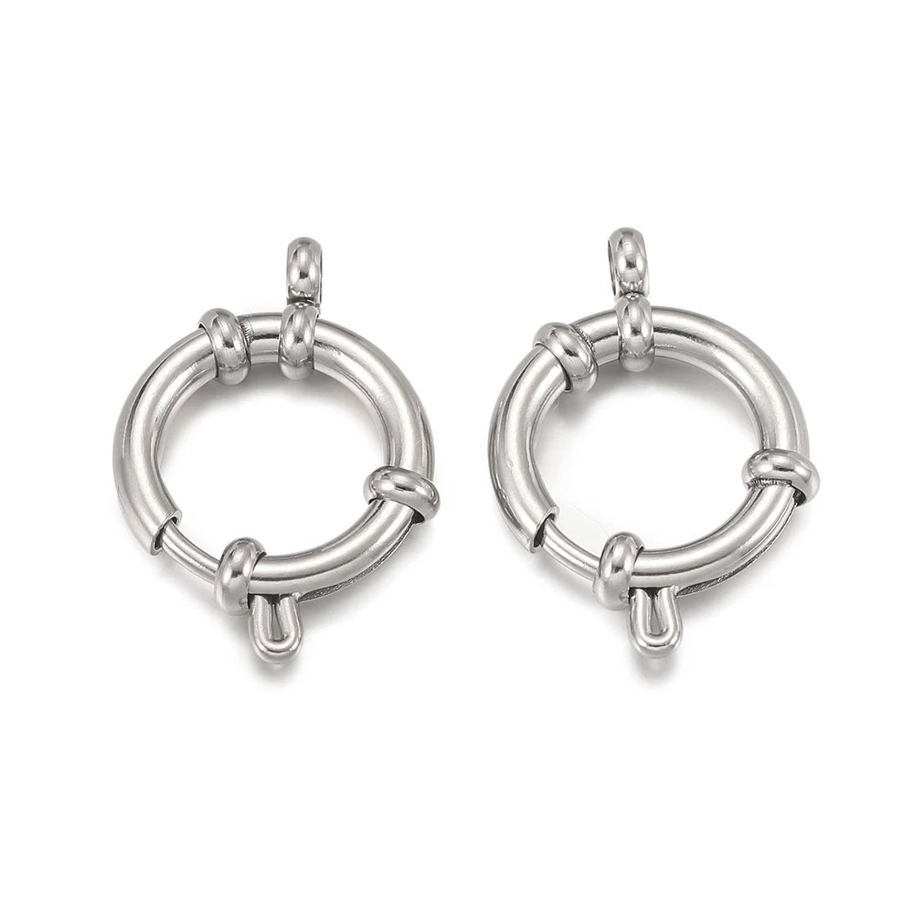 2pcs Stainless Steel Round Spring Clasps Hooks for Bracelet Necklace Clasp Connectors DIY Jewelry Making Accessories Supplies