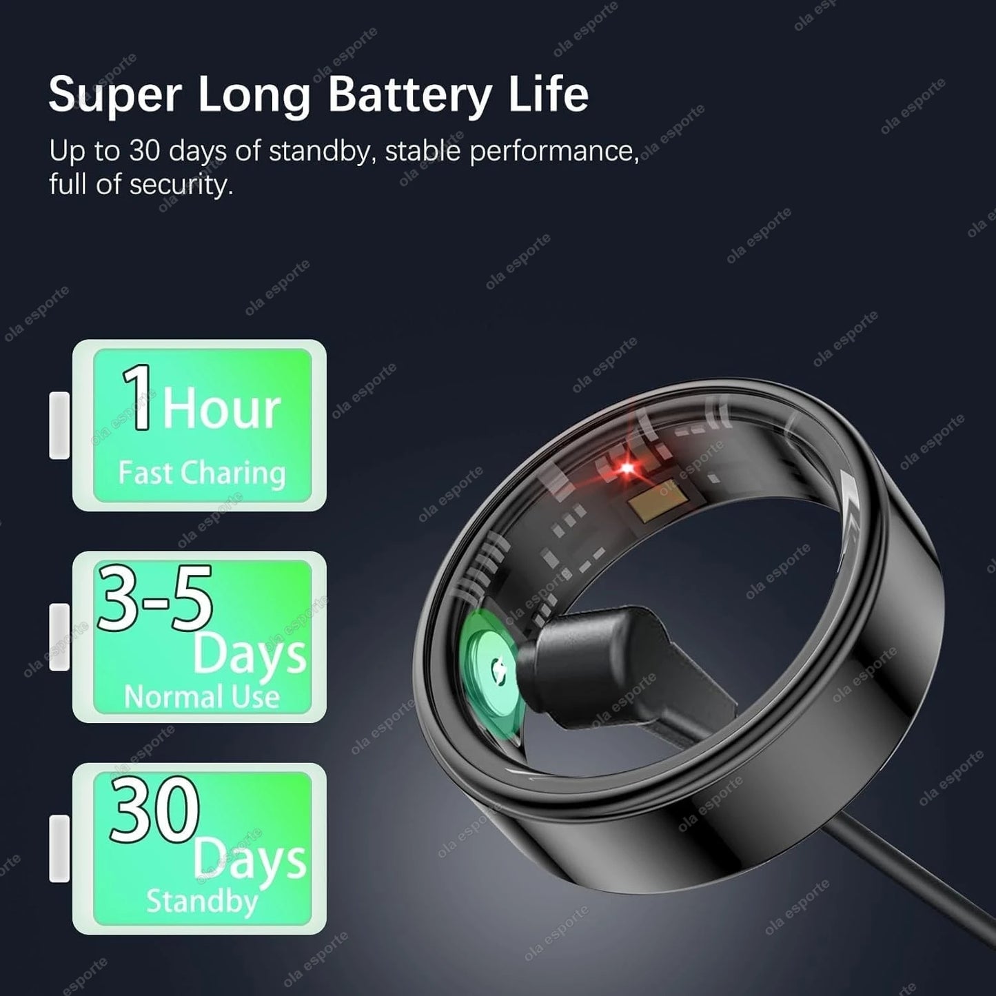 Smart Ring Men Women, Blood Pressure, Heart Rate and Blood Oxygen Monitor Smartring IP68&5ATM Waterproof, Multi-sport Mode Rings