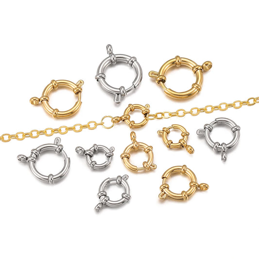 2pcs Stainless Steel Round Spring Clasps Hooks for Bracelet Necklace Clasp Connectors DIY Jewelry Making Accessories Supplies
