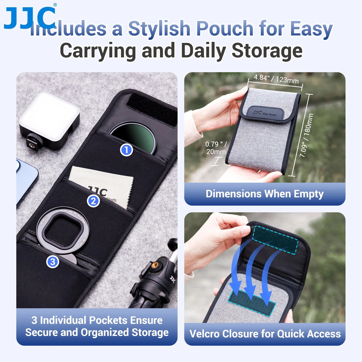 JJC 67mm Magnetic Phone Lens Filter Adapter ND2-128 Filter Set for iPhone 16 15 14 Pro Pro Max Plus Phone Lens Filter with Pouch