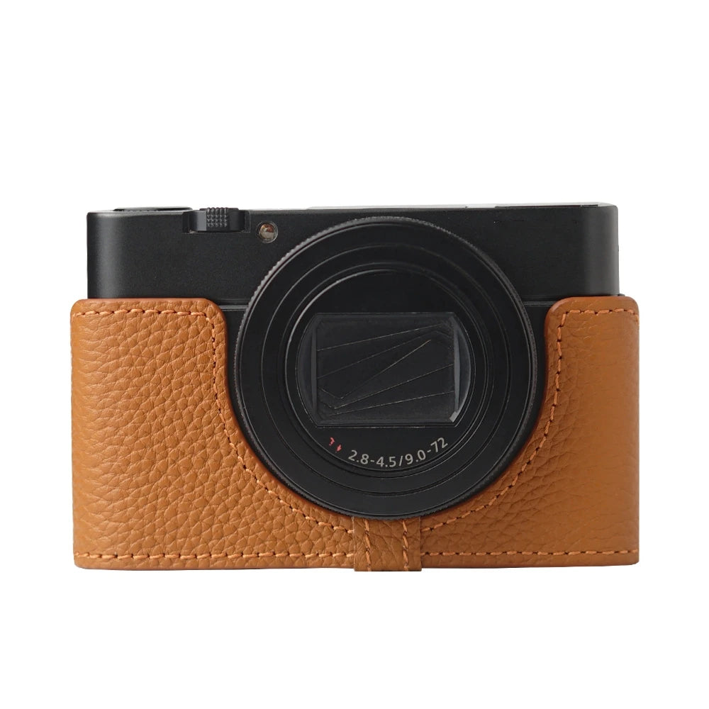 Genuine Real Leather Half Camera Case Bag Cover For Sony RX100M6 Case RX100 VI Case Camera Bag Photography Accessories