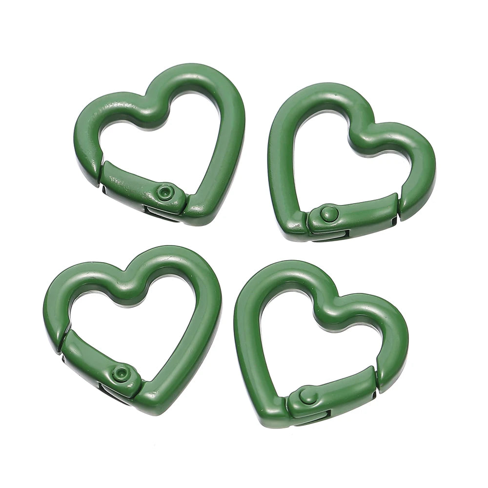 5pcs/lot Heart Spring Clasp Openable Love Shaped Carabiner Keychain Clips Hook Dog Chain DIY Jewelry Buckles Connector