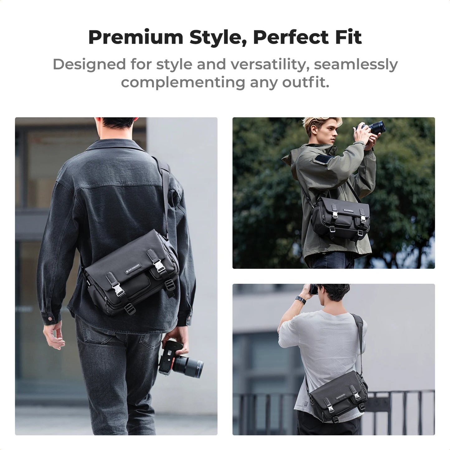 K&F Concept Zipper Buckle Camera Sling Bag Travel Photography Shoulder Bag For Sony DSLR SLR Camera Accessories Tripod Holder