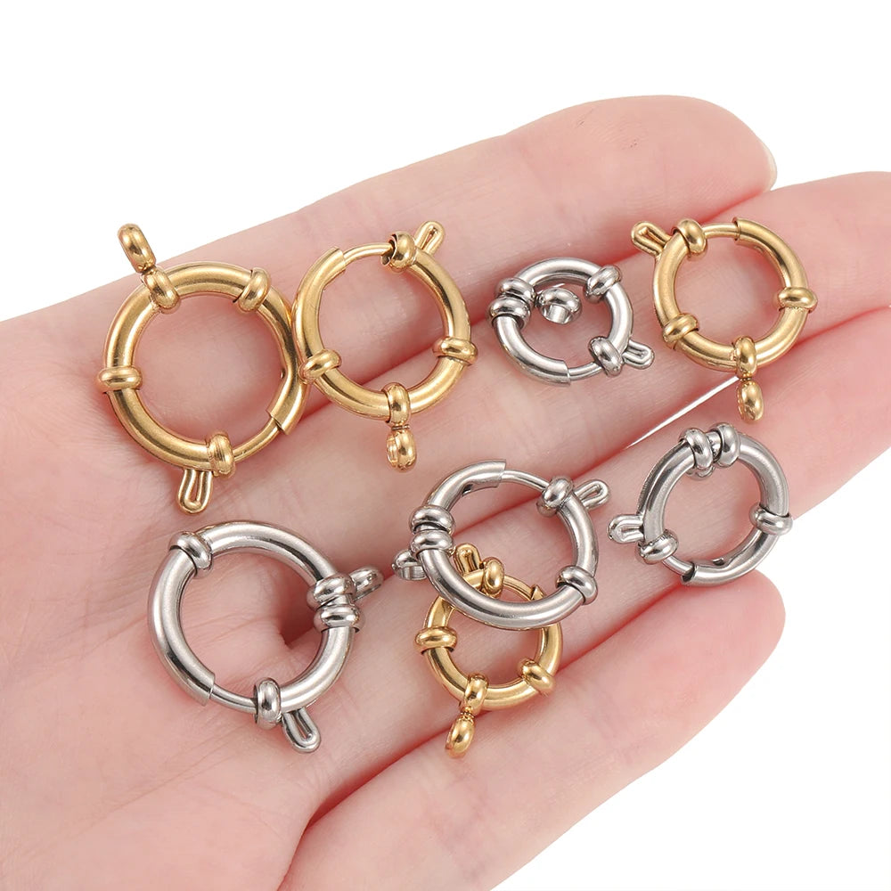 2pcs Stainless Steel Round Spring Clasps Hooks for Bracelet Necklace Clasp Connectors DIY Jewelry Making Accessories Supplies