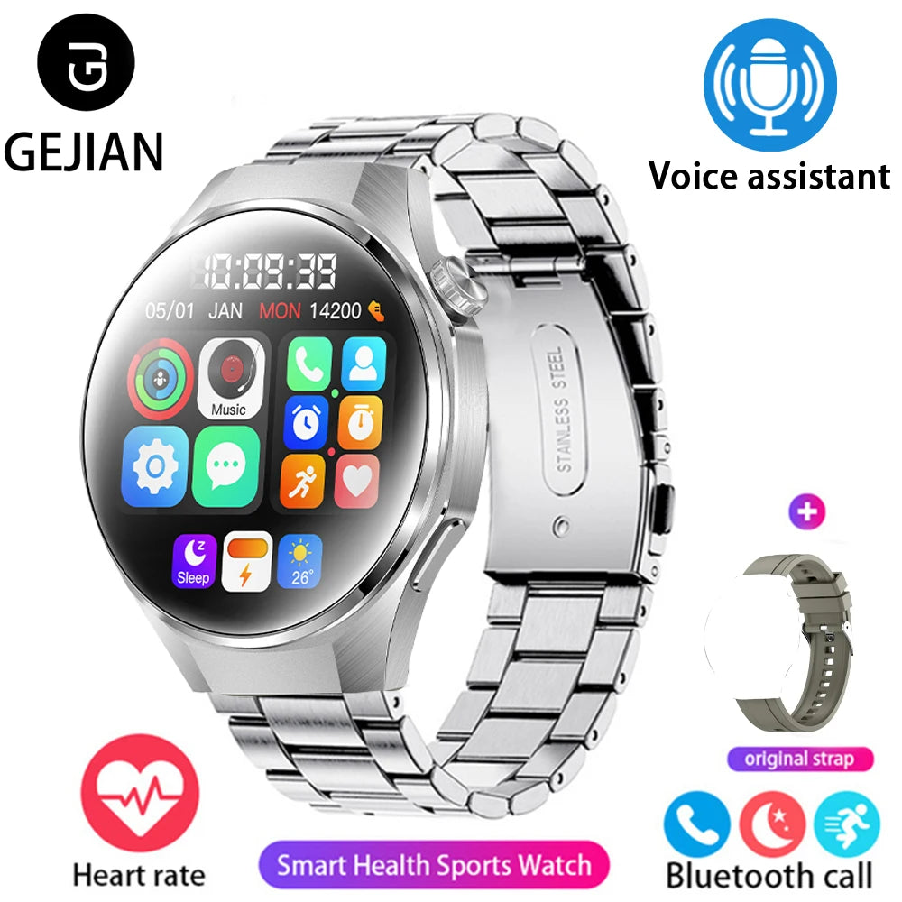 GEJIAN 2025 New Smart Watch 1.46-inch 360 * 360 HD Full Touch Screen Voice Assistant BT Call Heart Rate Monitoring Smartwatch