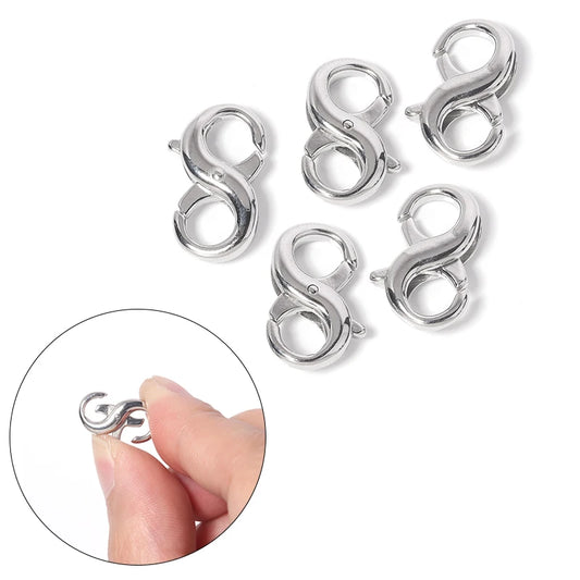 1pcs Stainless Steel Double Headed Claps Hook Titanium steel 8 Shape Buckle Connectors For Jewelry Making DIY Necklace