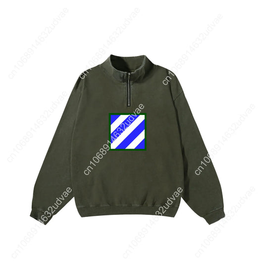 3rd Infantry Division Retro Sweatshirt Man Woman Teenager Vintage Pullover Half Zipper Shirt Photo Custom Made Sleeved Tshirt