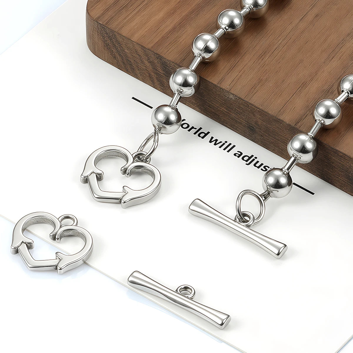 2 Sets Stainless Steel OT Clasp Heart Toggle Clasps Buckle Connector for Necklaces Bracelets Hook DIY Jewelry Making Accessories